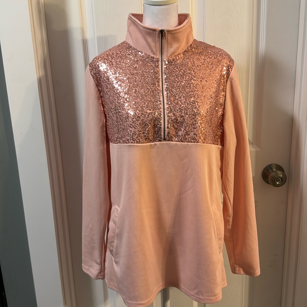 NWT pink glitter Nicolette sweater/sweatshirt size large